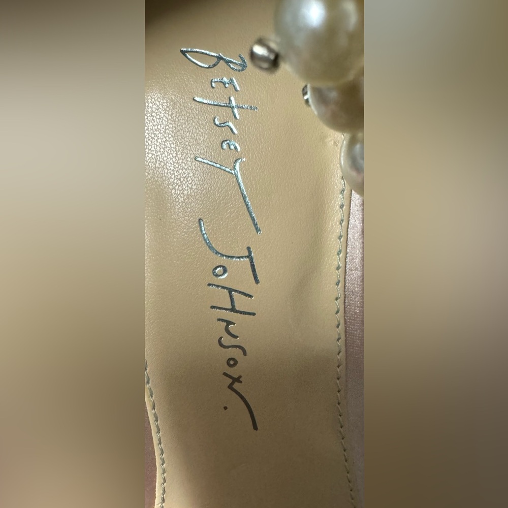 Betsey Johnson Pink Pearl Embellished Block Heel Sandals - Picture 14 of 15